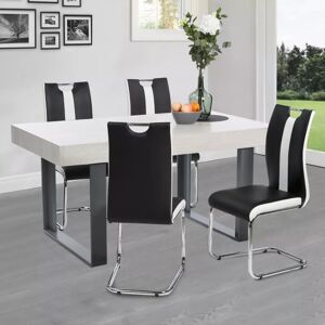 IDMarket Lot de 4 chaises noires et blanches design