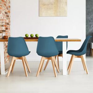 IDMarket Lot de 4 chaises scandinaves bleu canard