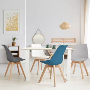 IDMarket Chaises scandinaves 4 couleurs : gris foncé, gris clair, blanc et bleu