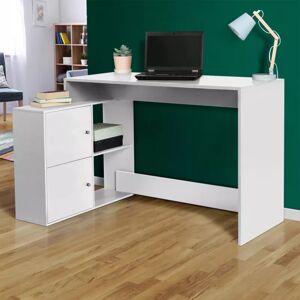 IDMarket Bureau d'angle avec rangement blanc