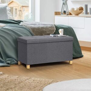 IDMarket Banquette rangement tissu gris anthracite en lin