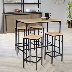 IDMarket Table mange debout style industriel avec tabourets