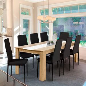 IDMarket Table salle à manger moderne 160 cm imitation hêtre et blanc