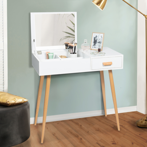 IDMarket Meuble coiffeuse blanche style scandinave