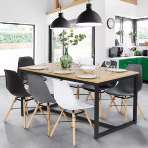 IDMarket Table à manger bois et métal noir 180 cm - Publicité