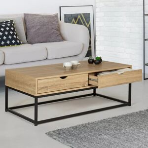 IDMarket Table basse avec tiroirs style industriel