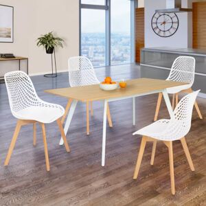 IDMarket Lot de 4 chaises ajourées blanches design