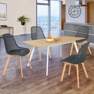 IDMarket Lot de 4 chaises ajourées grises design