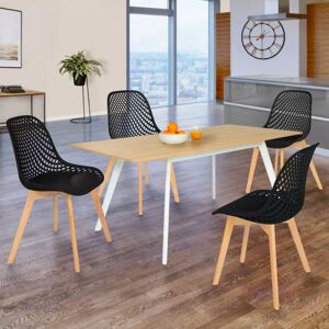 IDMarket Lot de 4 chaises ajourées noires design