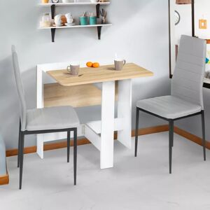 IDMarket Table console bois blanc et imitation hêtre