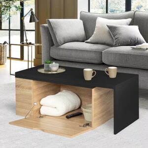 IDMarket Table basse rotative imitation bois et noir