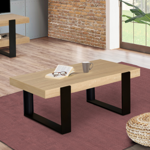 IDMarket Table de salon style industriel bois et noir