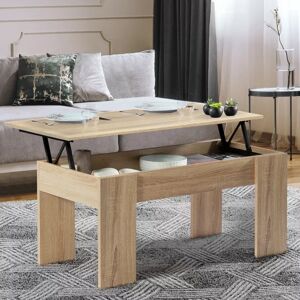 IDMarket Table de salon avec plateau relevable bois imitation hêtre