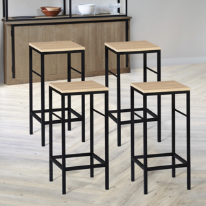 IDMarket Tabourets de bar industriel métal et bois