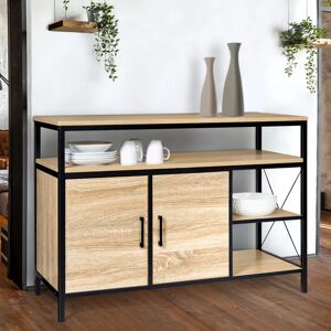 IDMarket Buffet style industriel bois et métal noir 100 cm