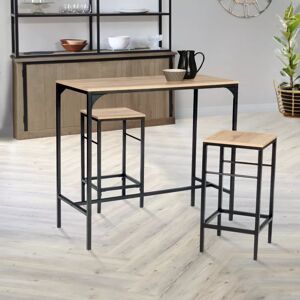 IDMarket Table mange-debout style industriel avec 2 tabourets