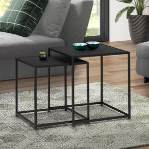 IDMarket Lot de 2 tables gigognes métal noir carrées 40 cm et 45 cm