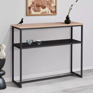 IDMarket Console bois et métal noir double plateau 100 cm