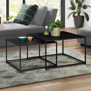 IDMarket Lot de 2 tables gigognes métal noir carrées 60 cm et 70 cm