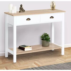 IDMarket Meuble console vintage bois et blanc 100 cm - Publicité