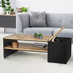 IDMarket Table basse avec bar bois et noir