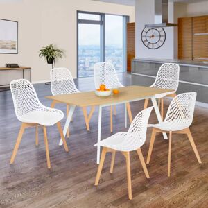 IDMarket Chaises scandinaves blanches x6 avec dossier ajouré