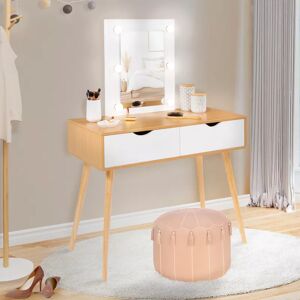 IDMarket Meuble coiffeuse blanche style scandinave avec miroir LED et tiroirs