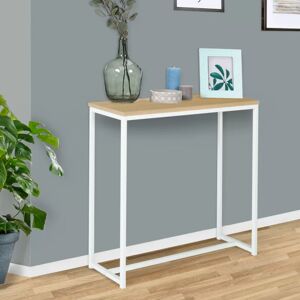 IDMarket Console industrielle bois et métal blanc