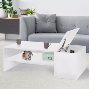 IDMarket Table basse bar contemporaine IZIA avec coffre blanc