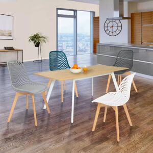 IDMarket Lot de 4 chaises ajourées dépareillées design scandinave