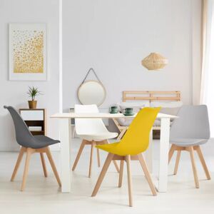 IDMarket Chaises scandinaves 4 couleurs : gris foncé, gris clair, blanc et jaune