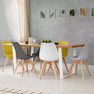 IDMarket Chaises scandinaves mix color grises, blanches et jaunes