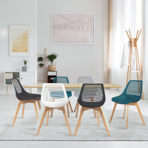 IDMarket Lot de 6 chaises scandinaves dépareillées dossier ajouré