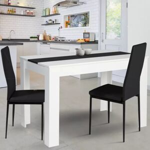 IDMarket Table de cuisine 4 personnes blanche et noire