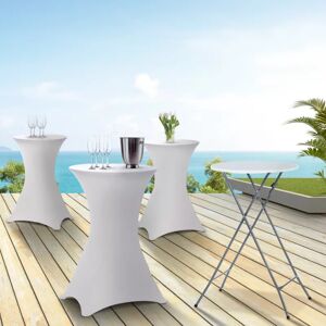 IDMarket Lot de 4 tables hautes pliantes d'extérieur + housses blanches - Publicité