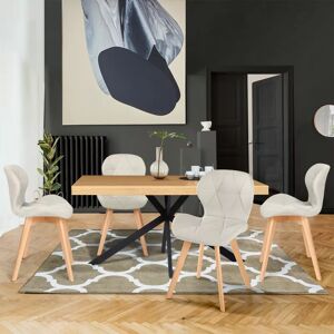 IDMarket Lot de 4 chaises en tissu beige design pour salle à manger