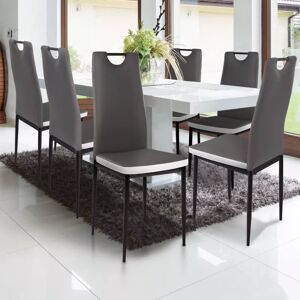 IDMarket Lot de 6 chaises RONA grises bandeau blanc pour salle à manger