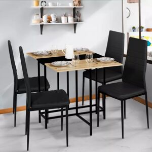 IDMarket Table pliante industrielle bois et métal noir 2-4 personnes