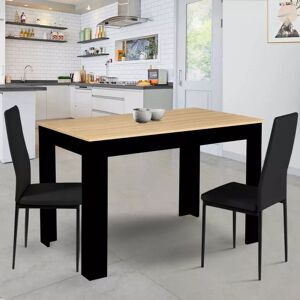 IDMarket Table à manger 110 X 70 cm noir et bois