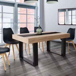 IDMarket Table industrielle bois et noire 6 personnes 160 cm