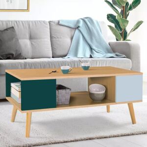 IDMarket Table basse scandinave bois, vert clair et vert foncé