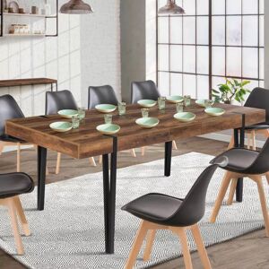 IDMarket Table à manger bois foncé extensible 6-10 personnes avec pied épingle