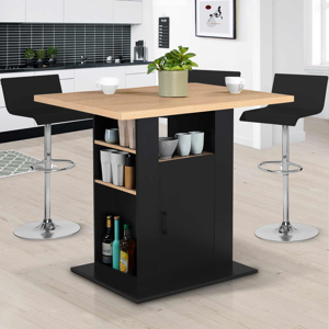 IDMarket Ilot central avec rangements bois noir et imitation hêtre 110 cm