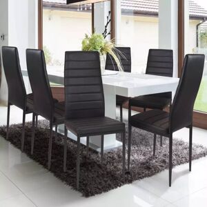 IDMarket Lot de 6 chaises noires