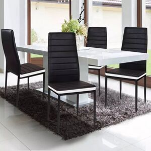 IDMarket Chaises de salle à manger noires avec bandeau blanc