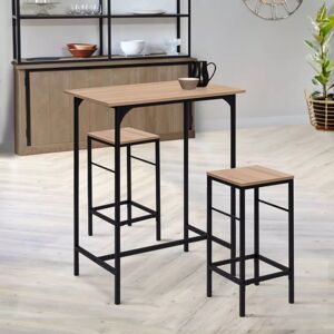 IDMarket Table haute de bar et 2 tabourets 80 cm style industriel