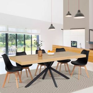 IDMarket Table à manger extensible 6-10 personnes bois et noir 160-200 cm