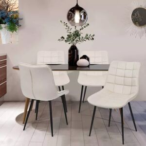 IDMarket Chaises velours beige pieds noir