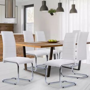 IDMarket Chaises de salle à manger blanches (lot de 6)