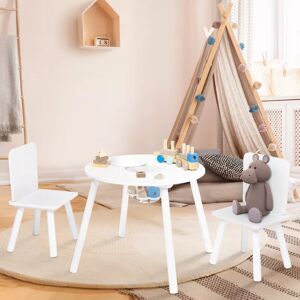 IDMarket Ensemble de table et chaises pour enfant en bois blanc - Publicité